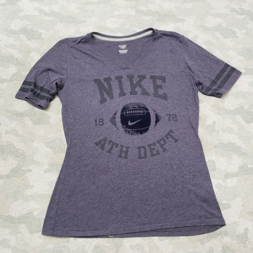 Nike Top Womens Large Blue V-Neck Short Sleeve